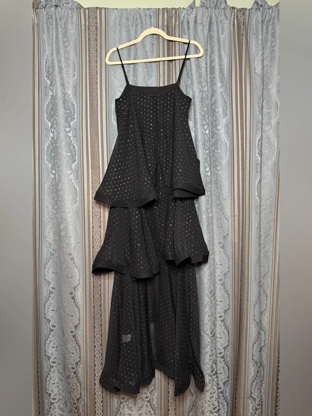 ELLIATT Moss Tiered Embellished Gown in Black